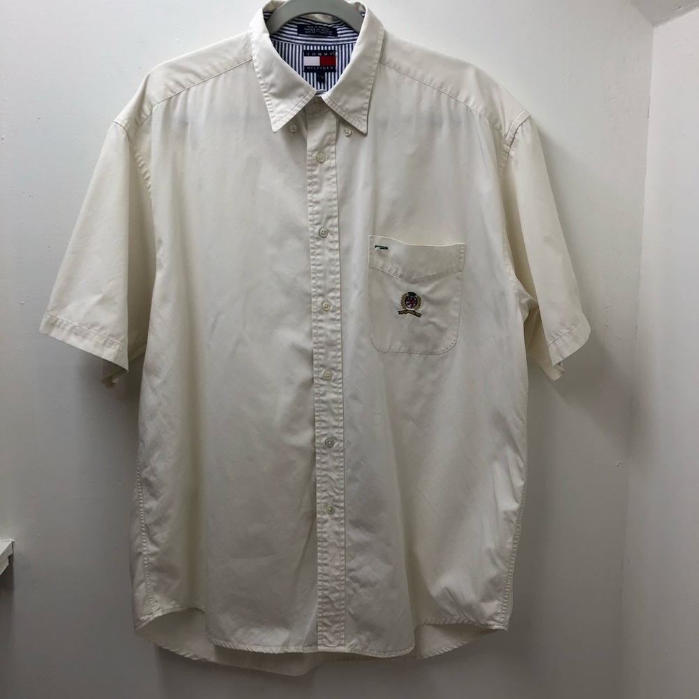 Vintage Tommy Hilfiger Mens Button Front Short Sleeve Shirt Size L